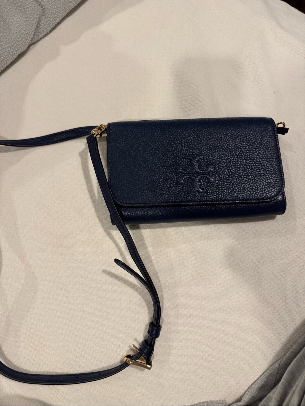 Tory Burch McGraw Navy Wallet Crossbody Leather ✨